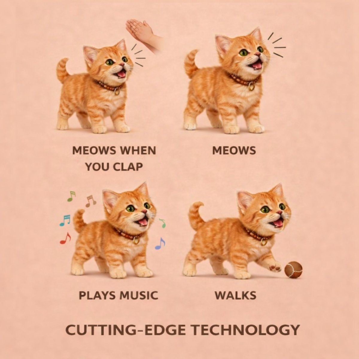 Interactive Plush Cat with Walking Motion and Meowing Sounds, Battery Operated