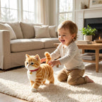 Interactive Plush Cat with Walking Motion and Meowing Sounds, Battery Operated