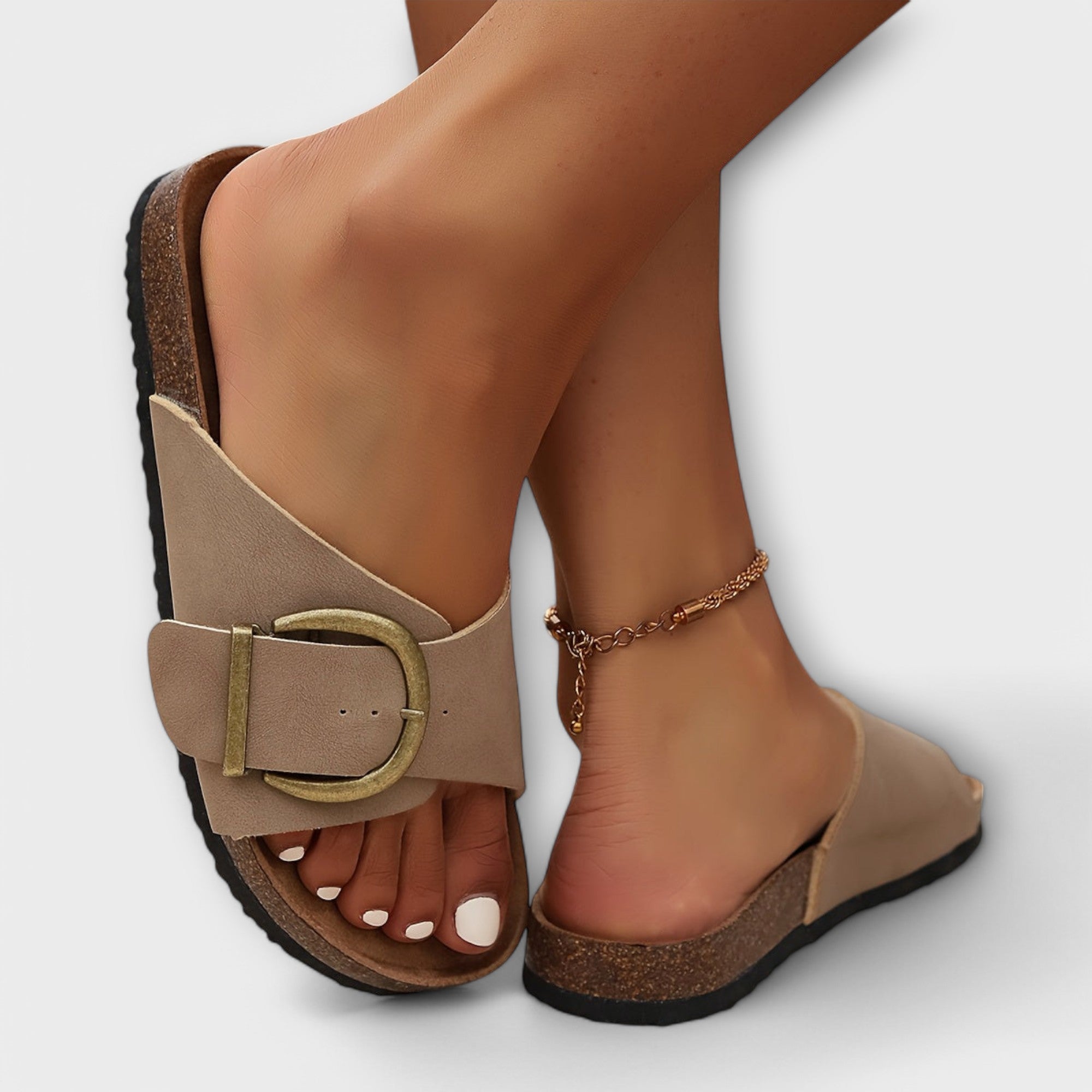 Women's Open-Toe Sandals with Cushioned Footbed and Adjustable Buckle