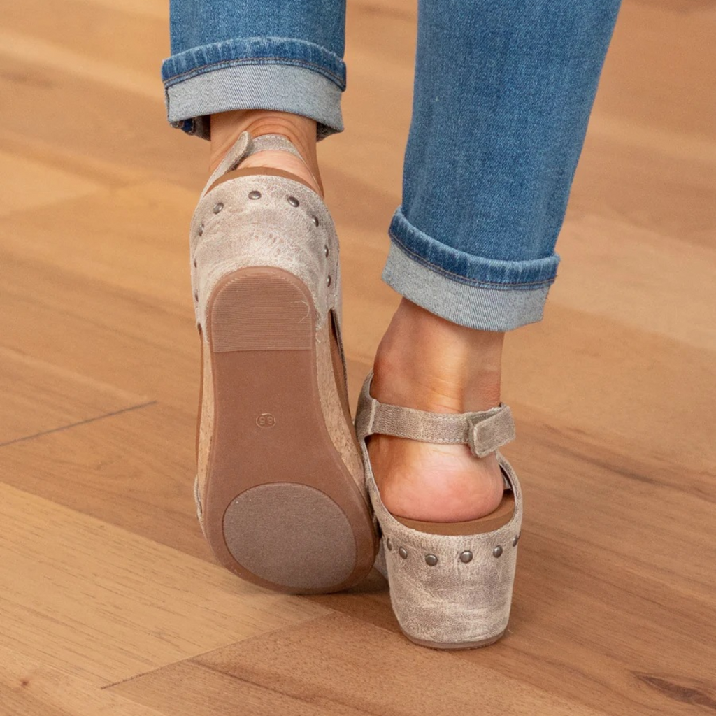 Suede Wedge Sandals with Elastic Strap System and Breathable Closed Toe