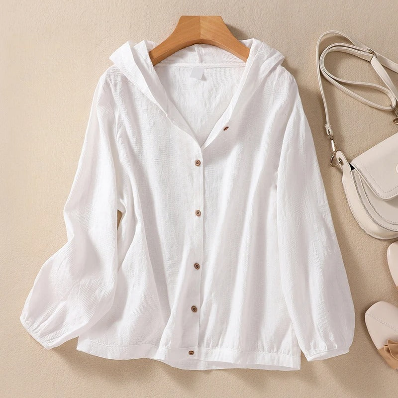 Hooded Cardigan with Relaxed Drape and Breathable Fabric for Warm Weather