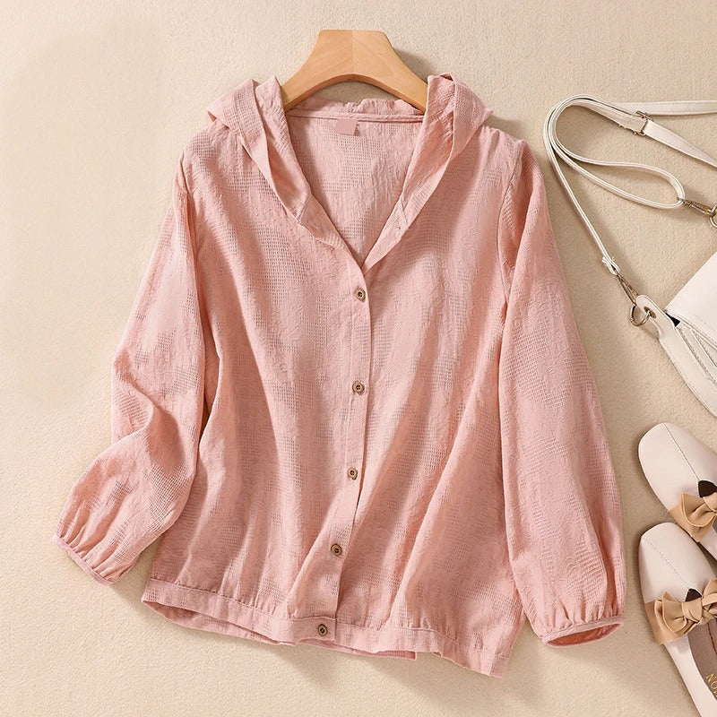Hooded Cardigan with Relaxed Drape and Breathable Fabric for Warm Weather