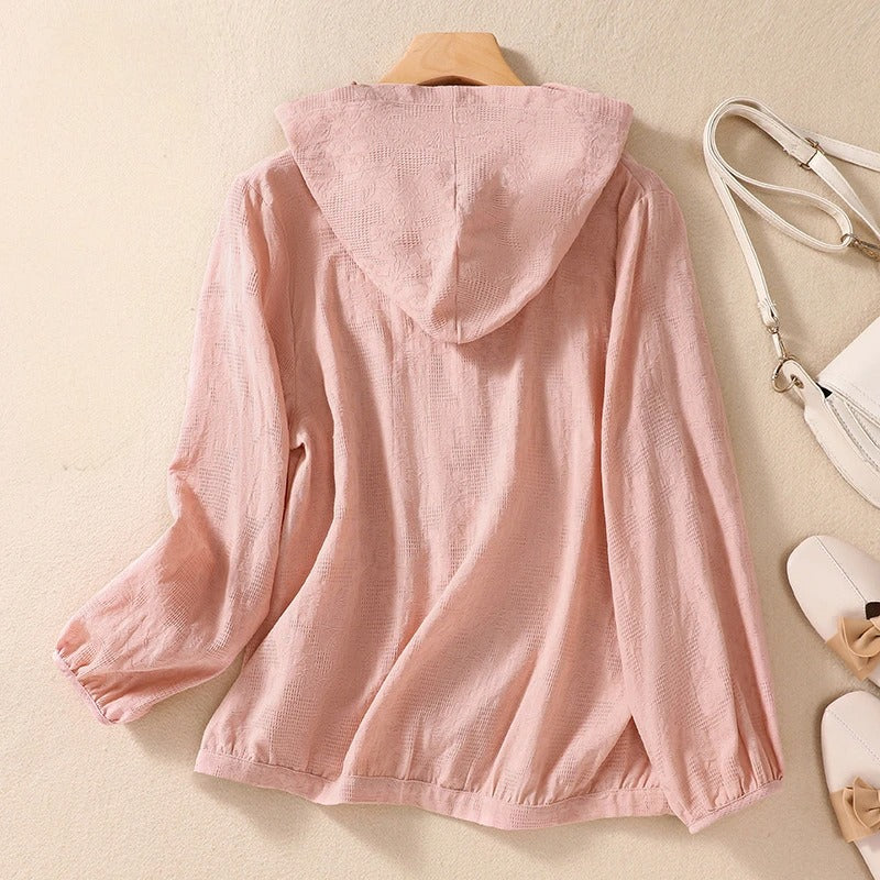 Hooded Cardigan with Relaxed Drape and Breathable Fabric for Warm Weather