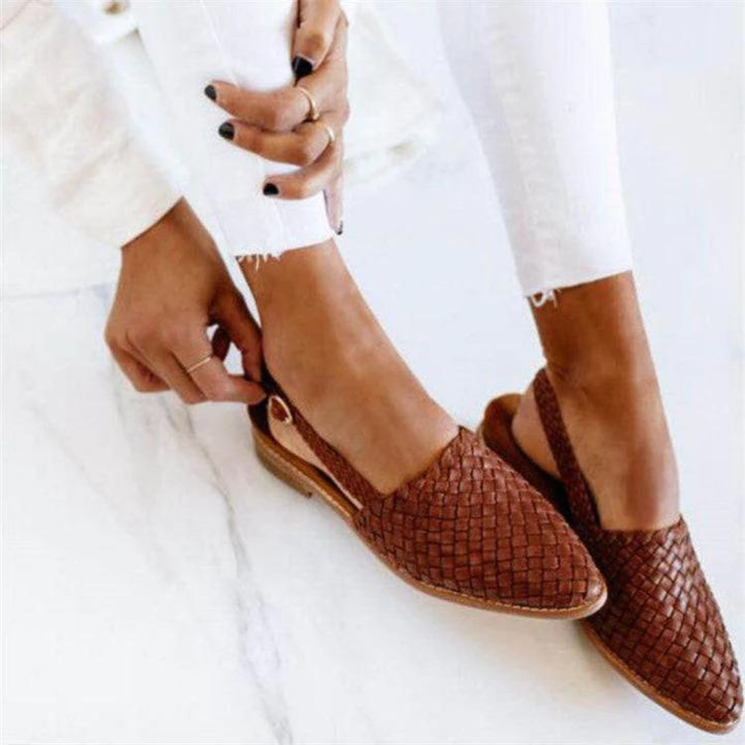 Woven Ballet Flats with Cushioned Footbed and Flexible Sole