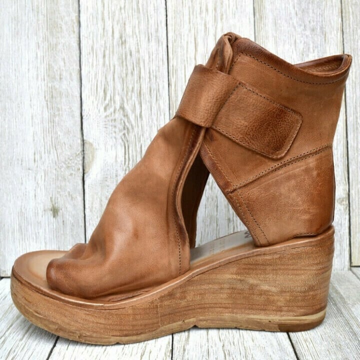 Wedge Sandals with Adjustable Buckle and Contoured Footbed, Woven Boho Straps