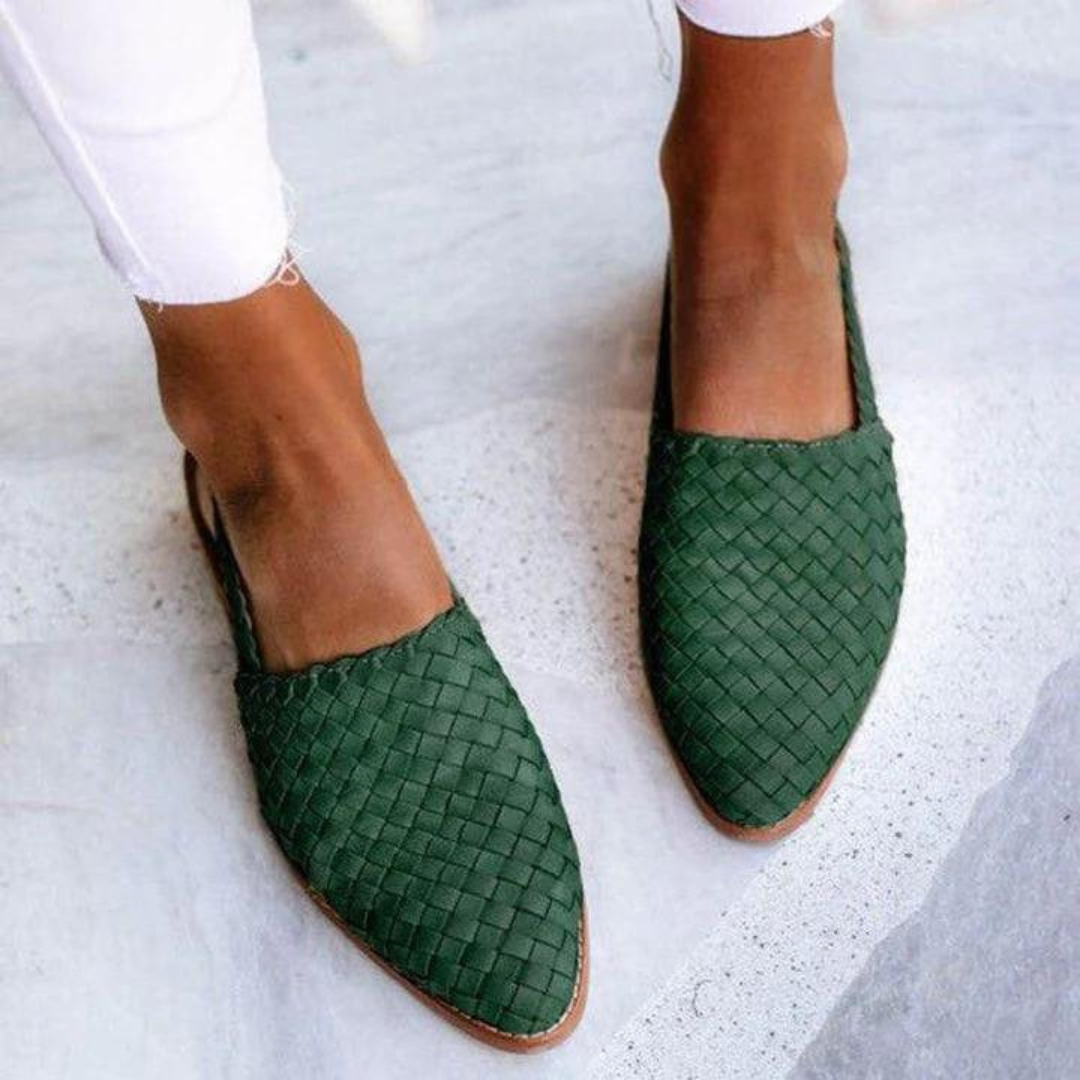 Woven Ballet Flats with Cushioned Footbed and Flexible Sole