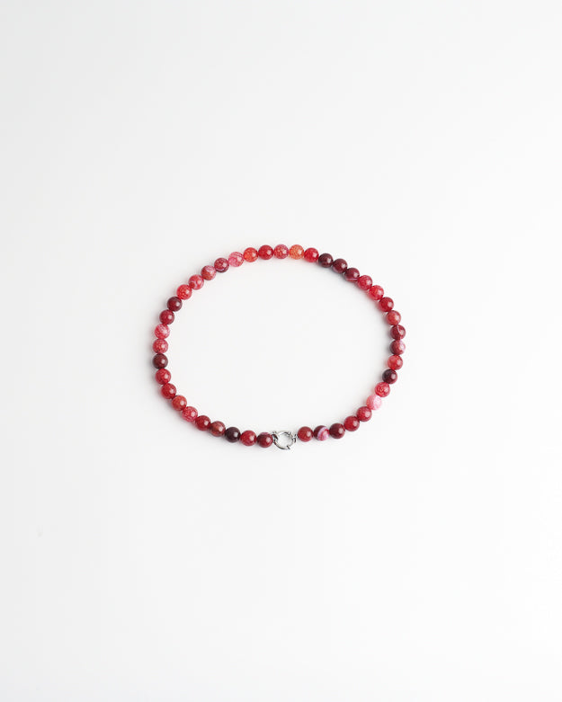 White Jade Stone Bead Necklace with Stainless Steel and Natural Variations