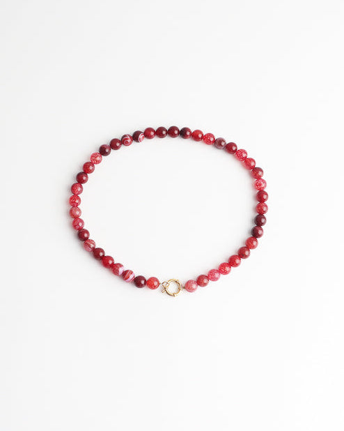 White Jade Stone Bead Necklace with Stainless Steel and Natural Variations