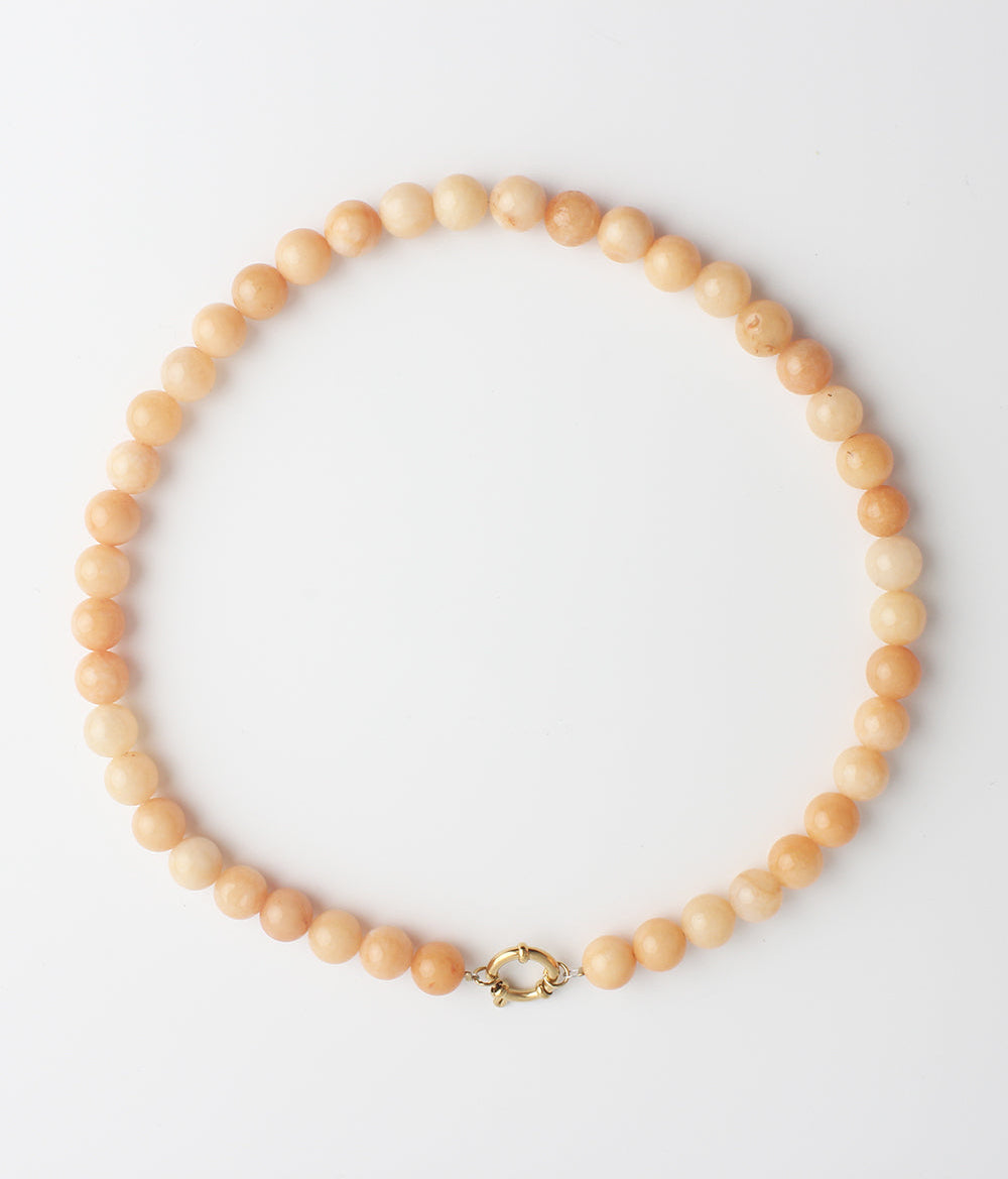 White Jade Stone Bead Necklace with Stainless Steel and Natural Variations
