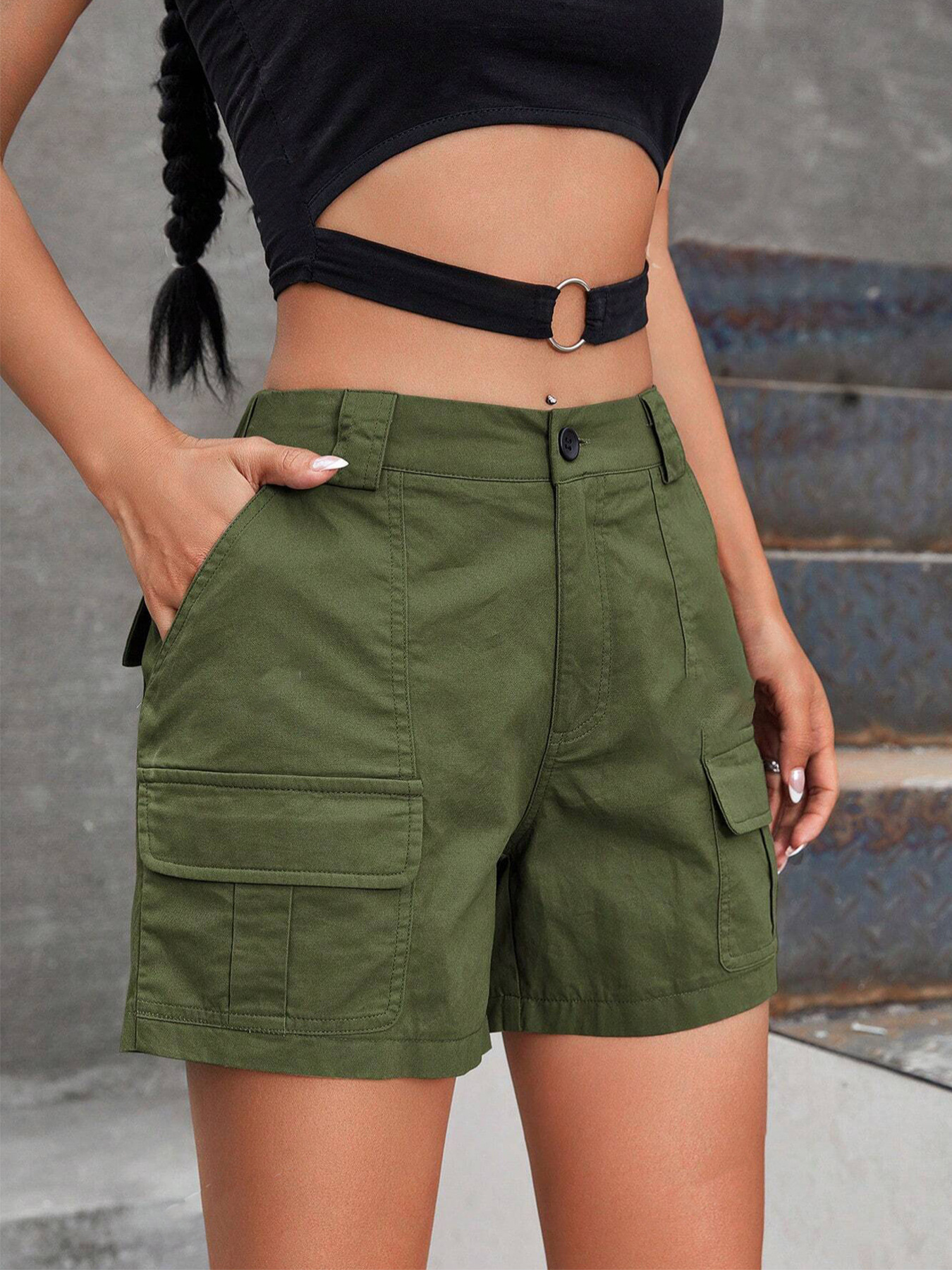 Cargo Shorts with Multiple Utility Pockets and Breathable Fabric, Relaxed Fit