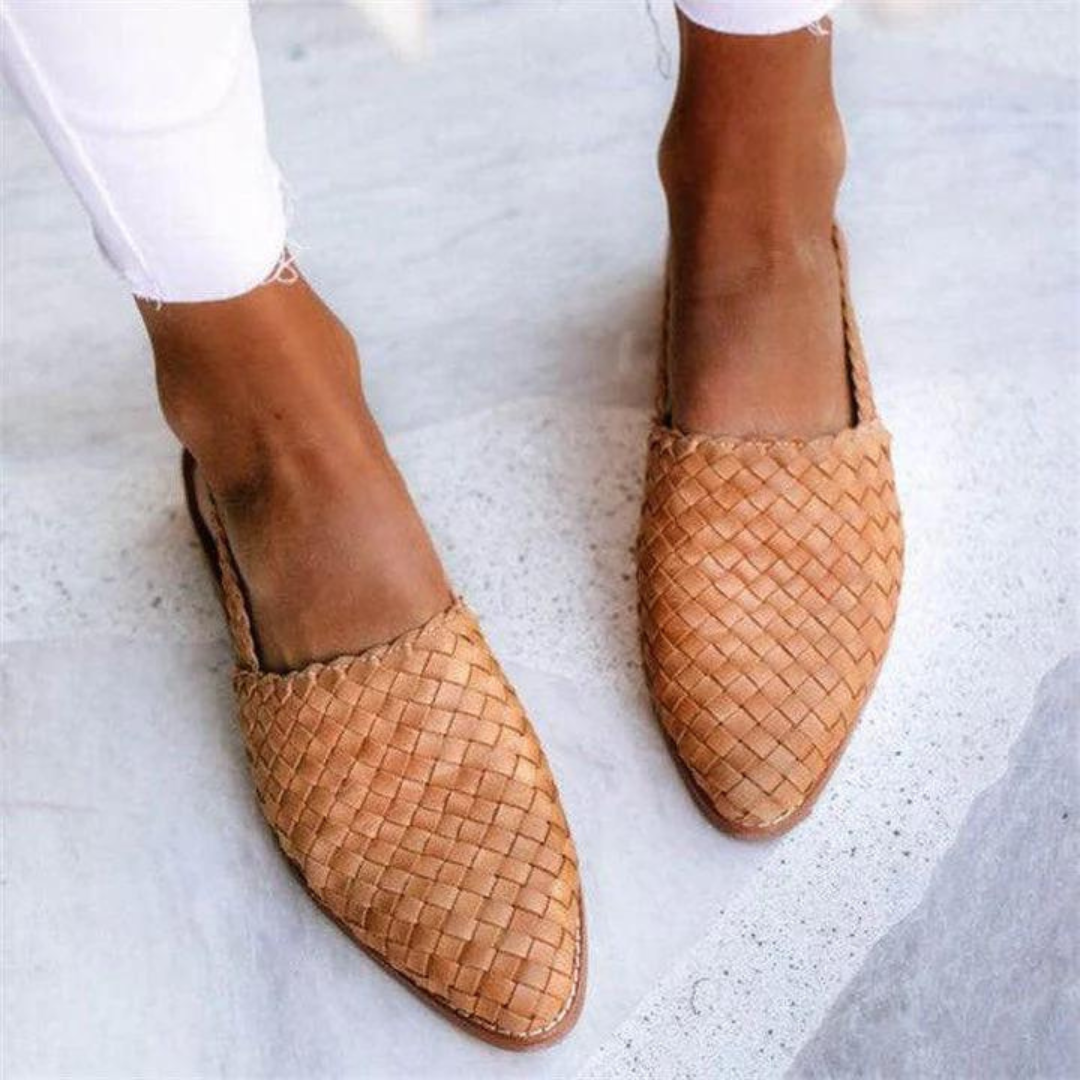 Woven Ballet Flats with Cushioned Footbed and Flexible Sole