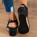 Suede Wedge Sandals with Elastic Strap System and Breathable Closed Toe