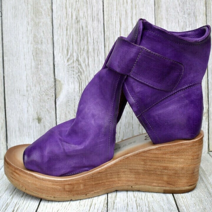 Wedge Sandals with Adjustable Buckle and Contoured Footbed, Woven Boho Straps