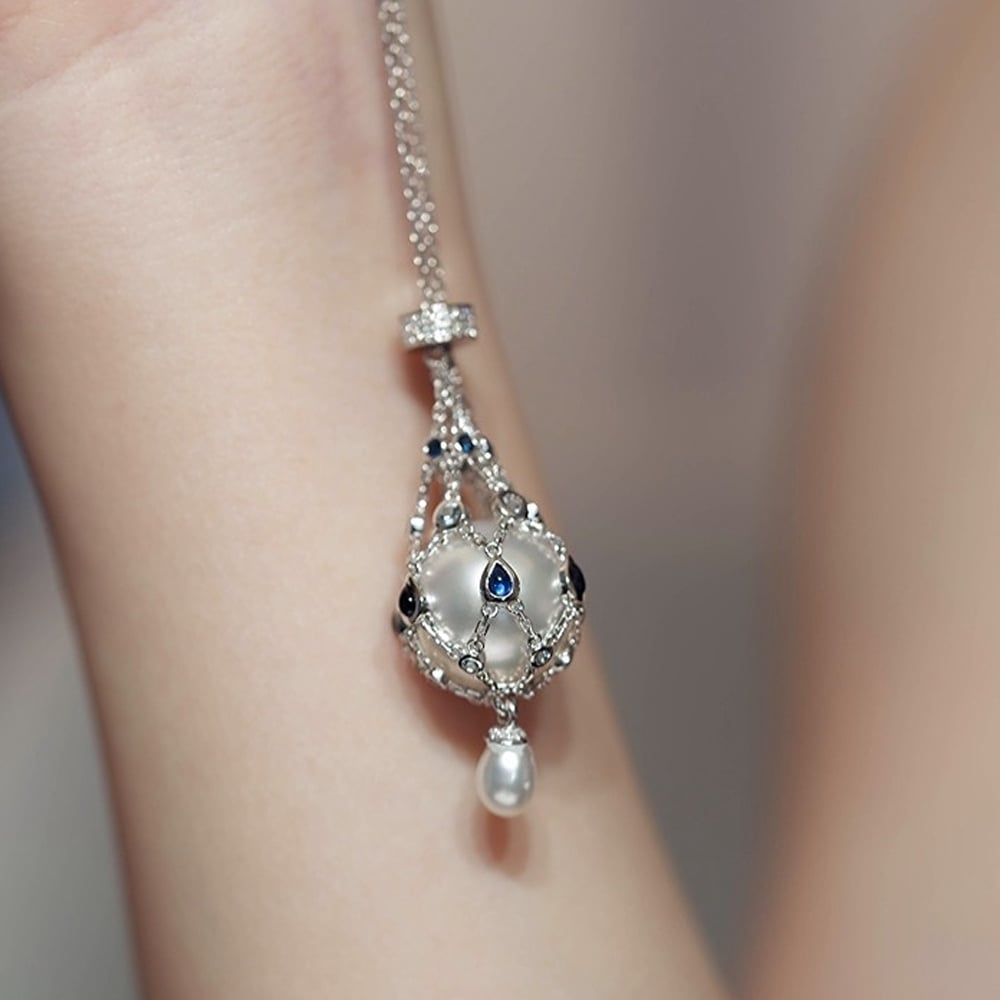 Freshwater Pearl Lavalier Pendant with Gemstone Accent, 35 Inch Chain