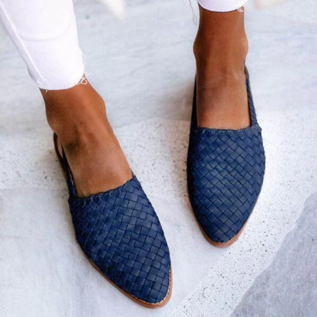 Woven Ballet Flats with Cushioned Footbed and Flexible Sole