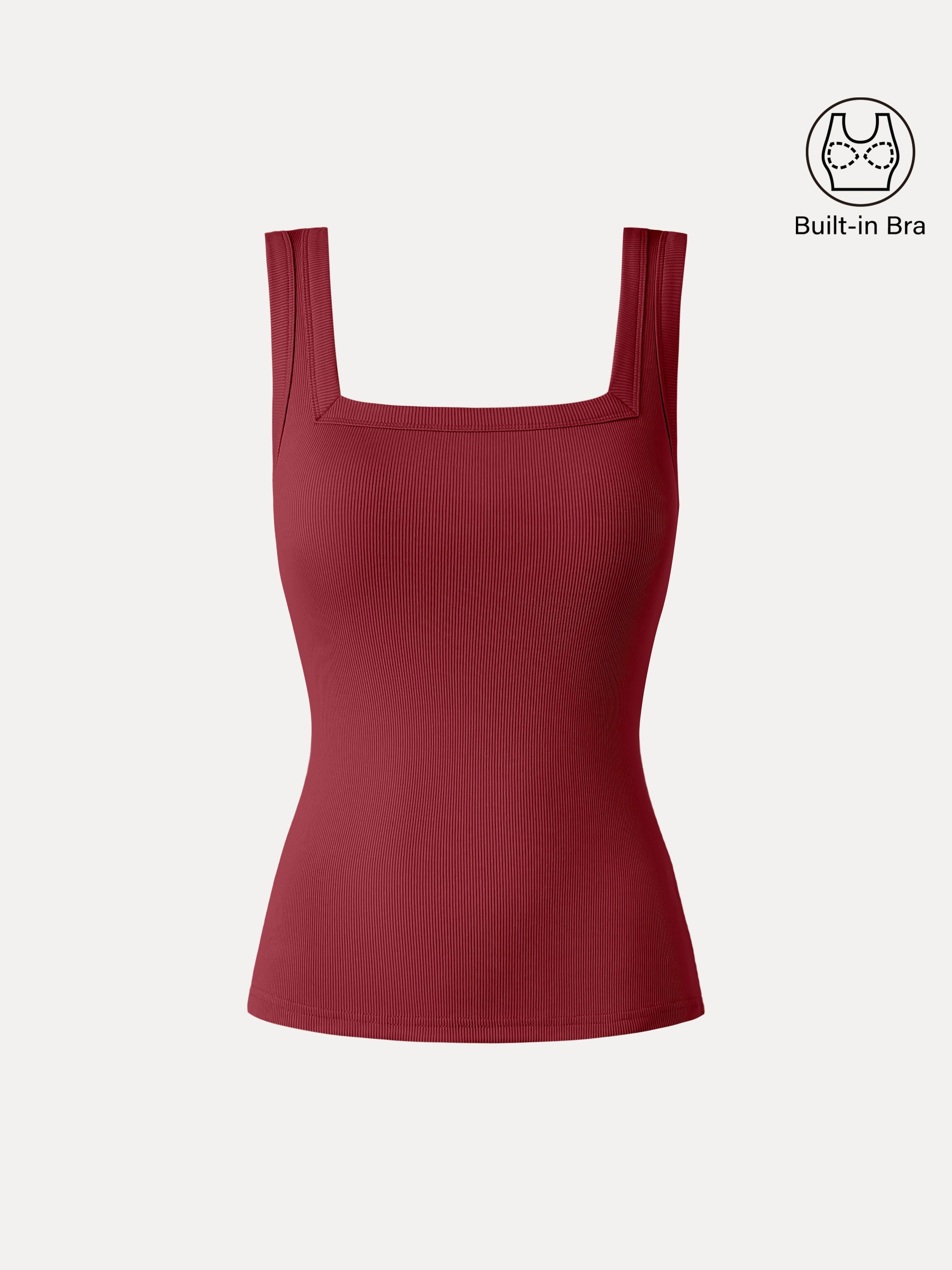 Slinky Square Open-Back Bra Tank Top Falu Red Regular