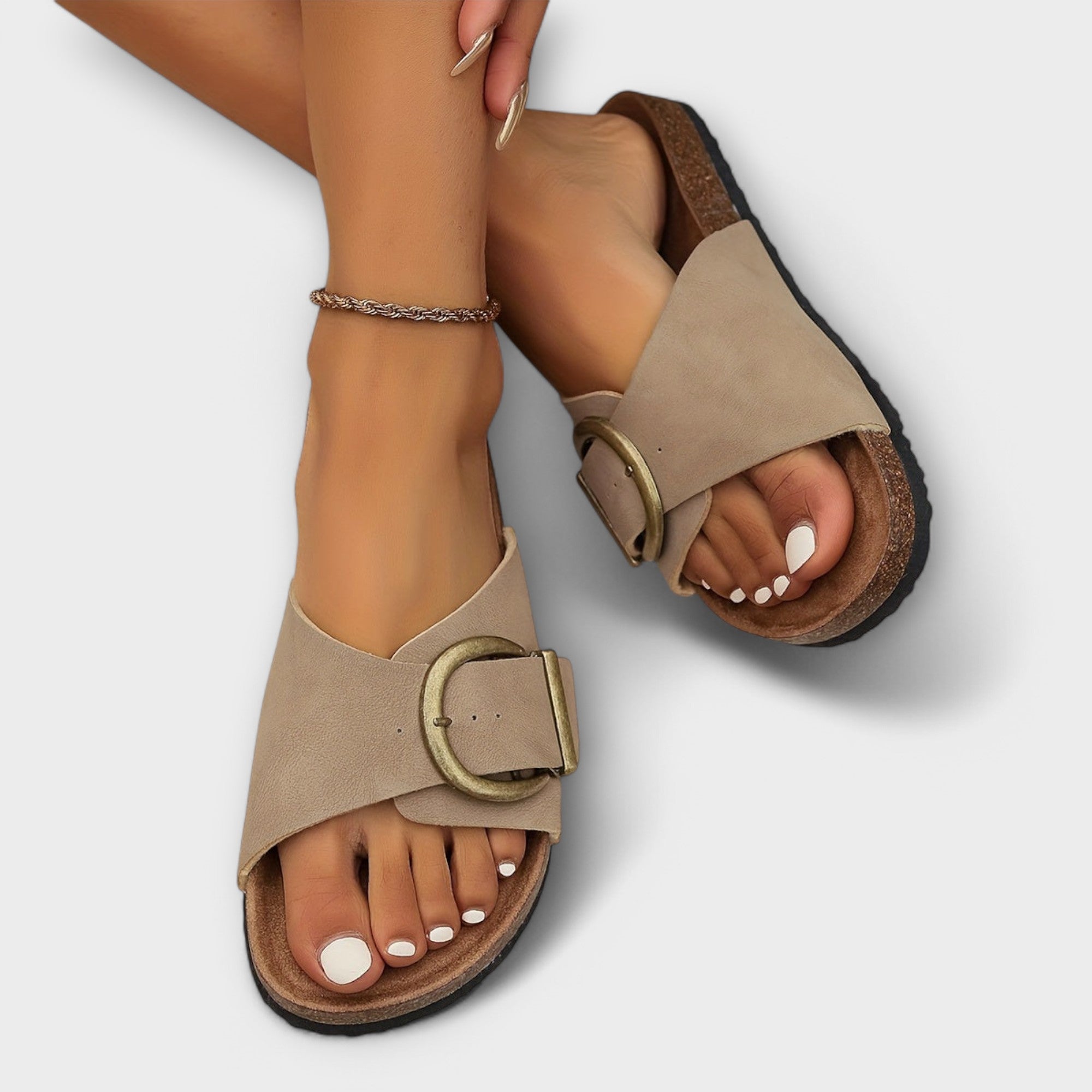 Women's Open-Toe Sandals with Cushioned Footbed and Adjustable Buckle