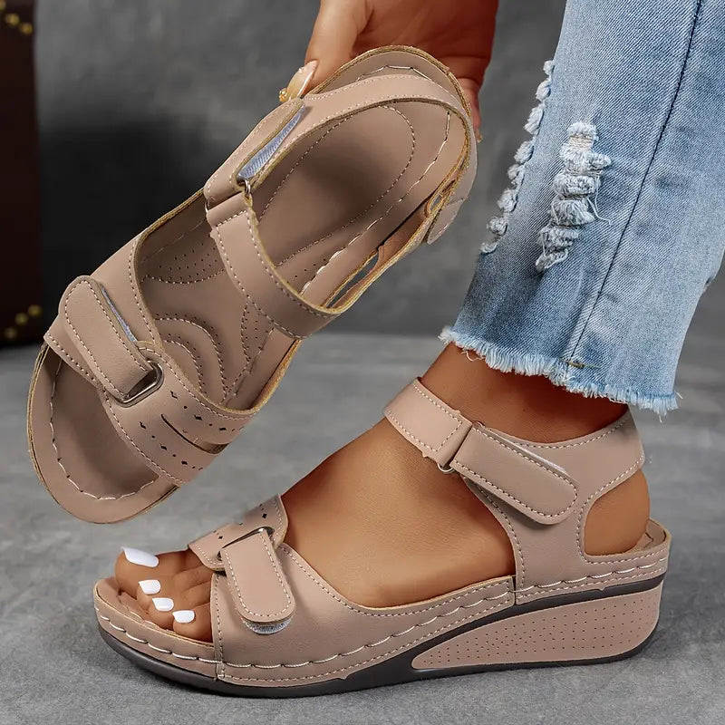 Orthopedic Sandals with Adjustable Straps and Wedge Heel, Breathable Design