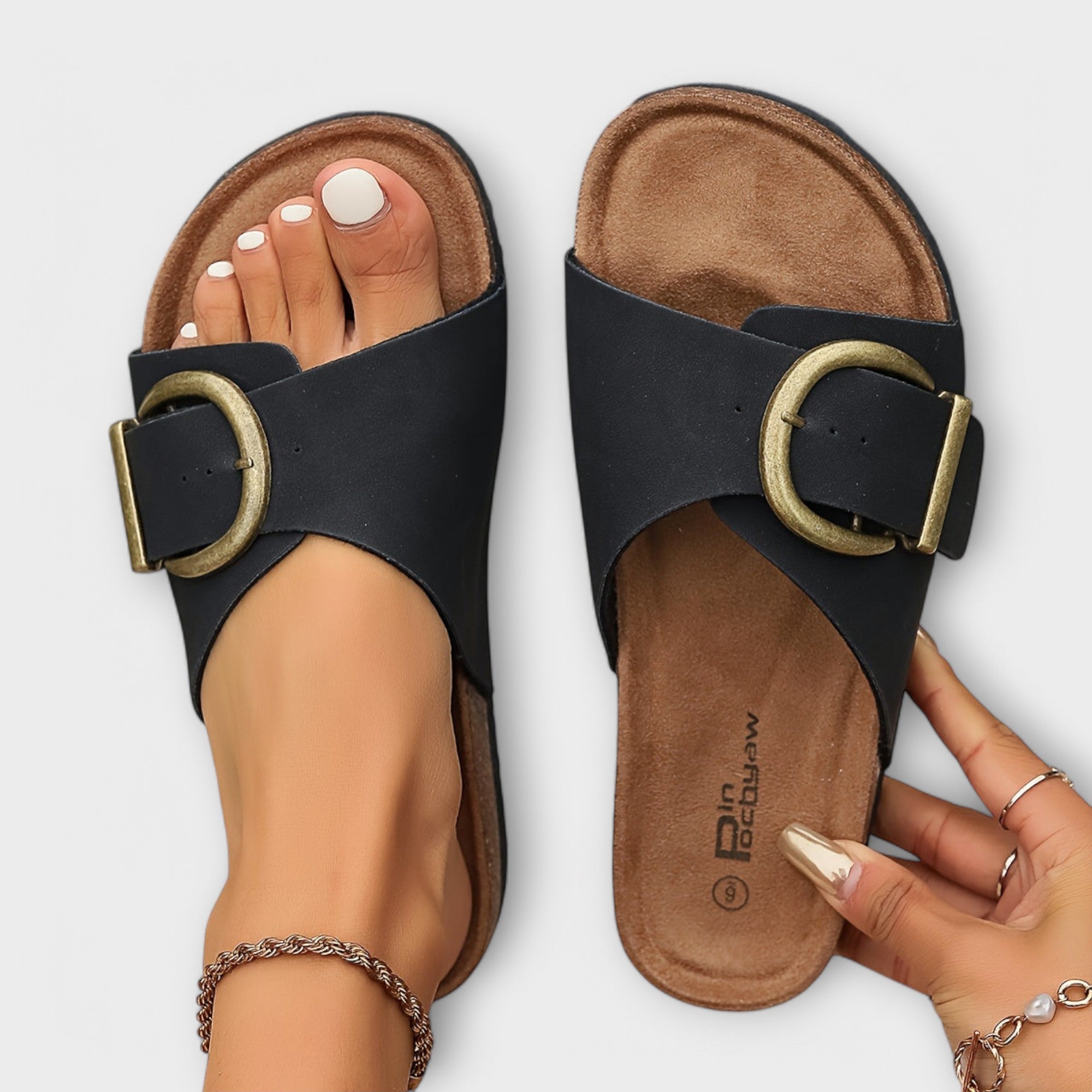 Women's Open-Toe Sandals with Cushioned Footbed and Adjustable Buckle