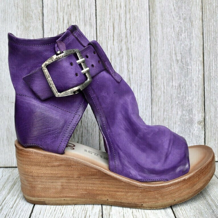 Wedge Sandals with Adjustable Buckle and Contoured Footbed, Woven Boho Straps