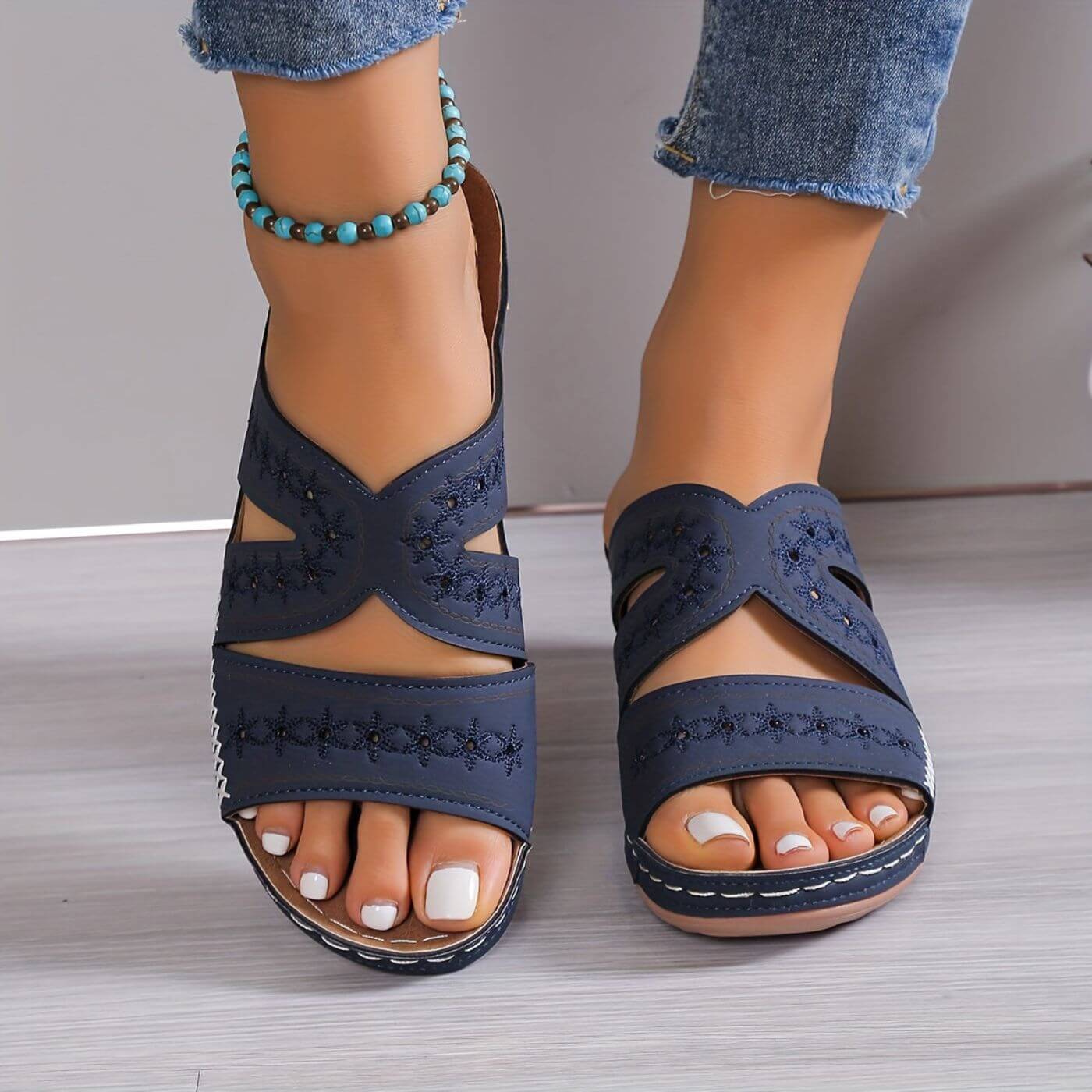 Orthopedic Sandals with Gel-Infused Cushioning and Wide Heel Base, Slip-Resistant