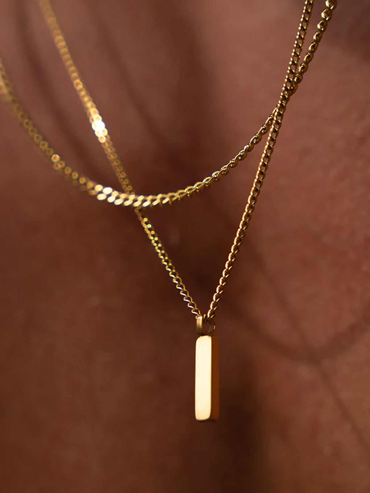 Titanium Steel Strip Pendant Necklace, 22.6 Inch Length