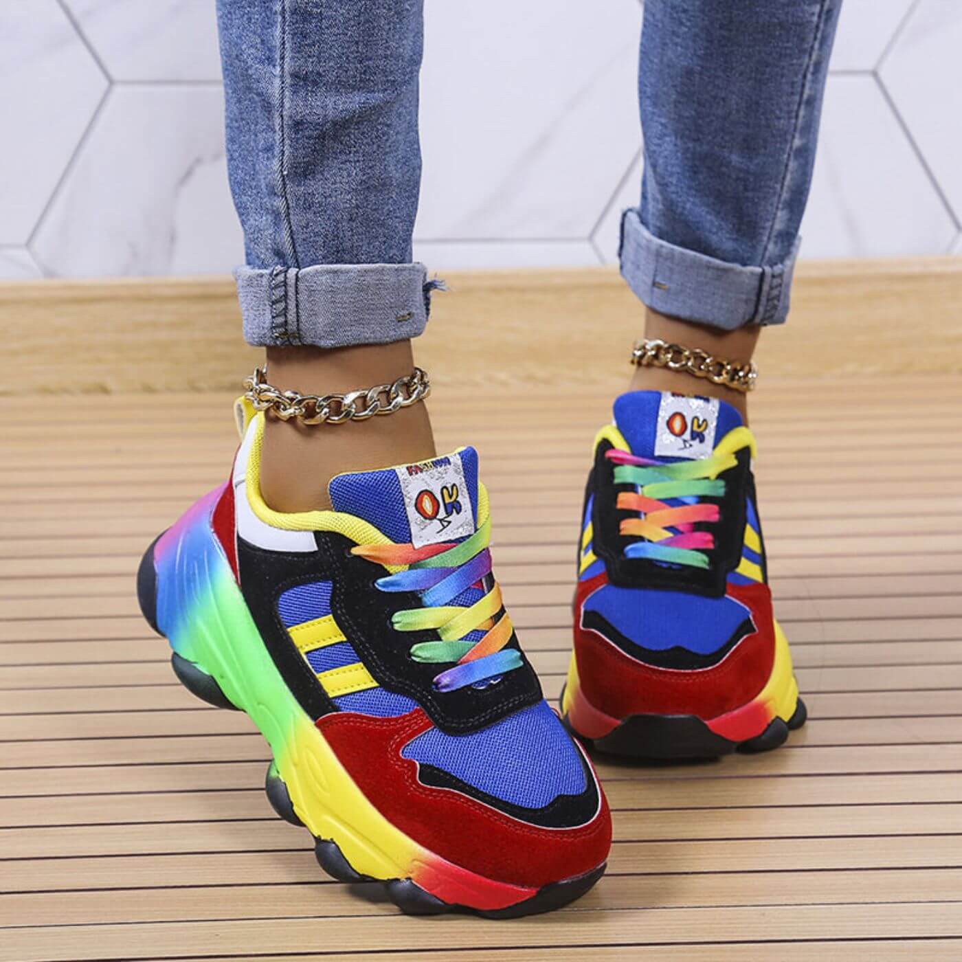 Orthopedic Sneakers with Cushioned Sole and Breathable Upper, Lace-Up Design