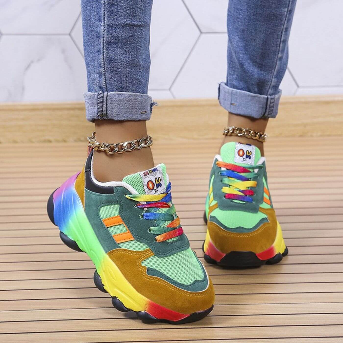 Orthopedic Sneakers with Cushioned Sole and Breathable Upper, Lace-Up Design
