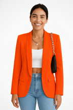 Women's Black Blazer with Single Button Front and Tailored Fit