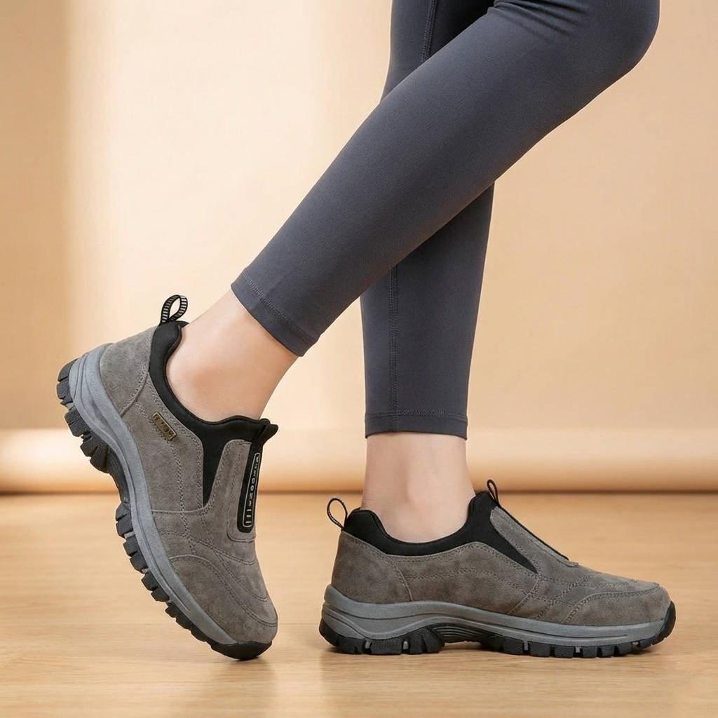 Women's Orthopedic Walking Shoes with Built-In Arch Support and Wide Toe Box, Slip-On