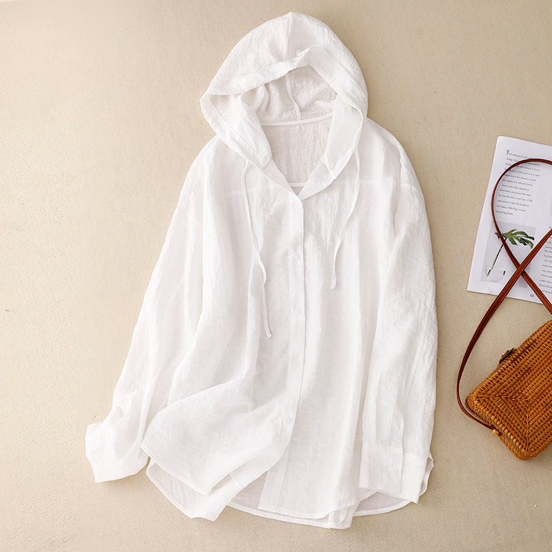 Hooded Button Up Shirt with Relaxed Fit and Breathable Fabric