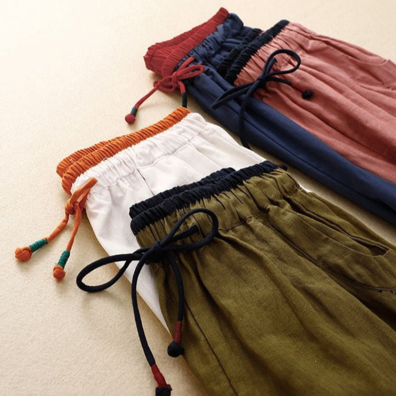 Relaxed Fit Summer Pants with Stretch Waistband and Lightweight Breathable Fabric