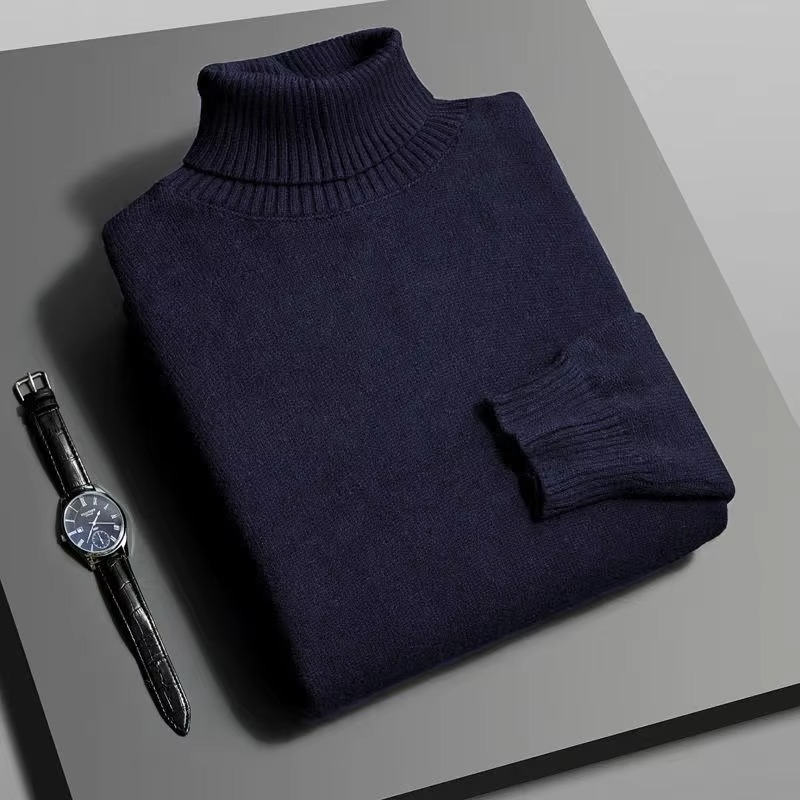 Men's Turtleneck Sweater with Anti-Pill Knit and Slim Fit, Breathable Acrylic