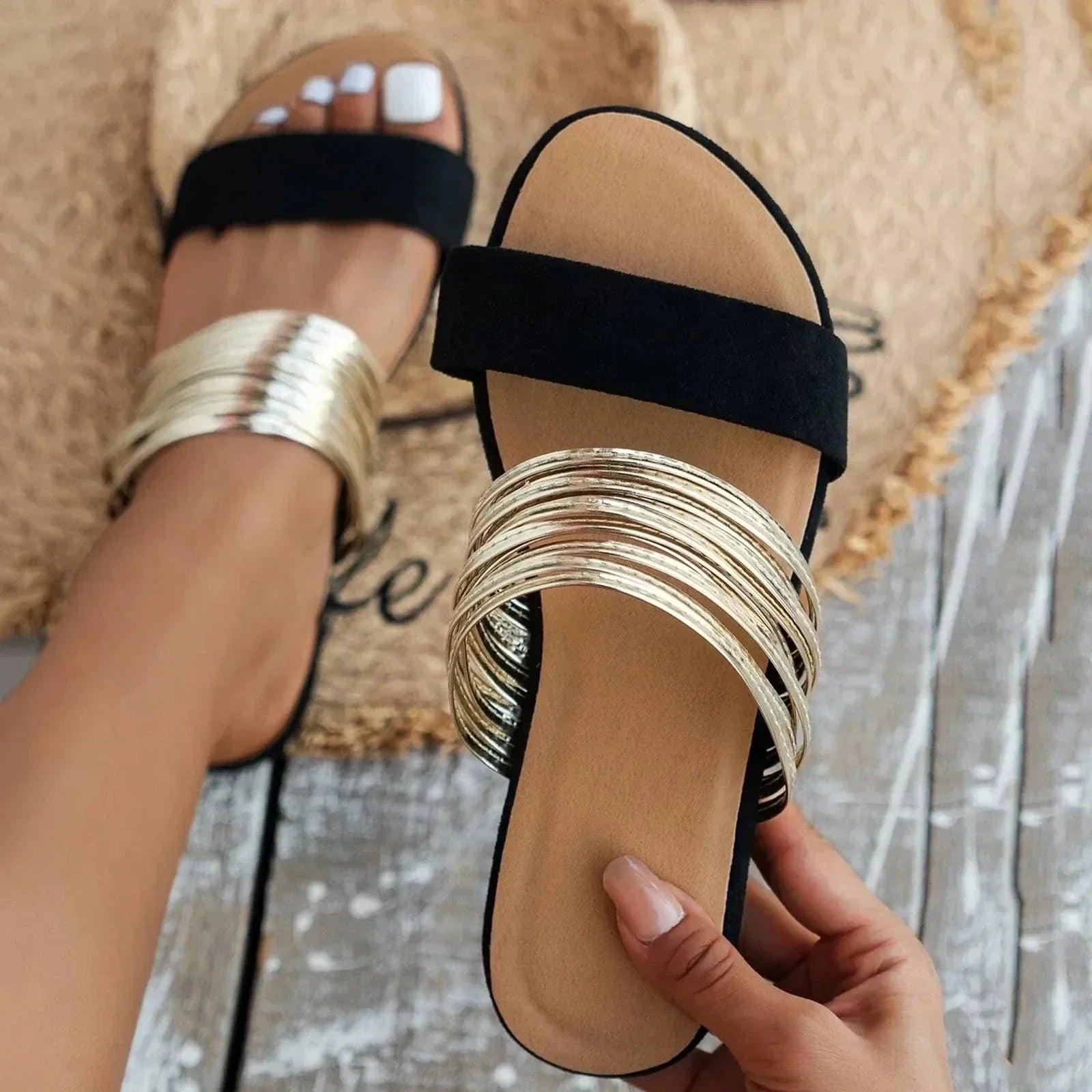 Orthopedic Sandals with Suede Finish and Arch Support, Lightweight Slip-On