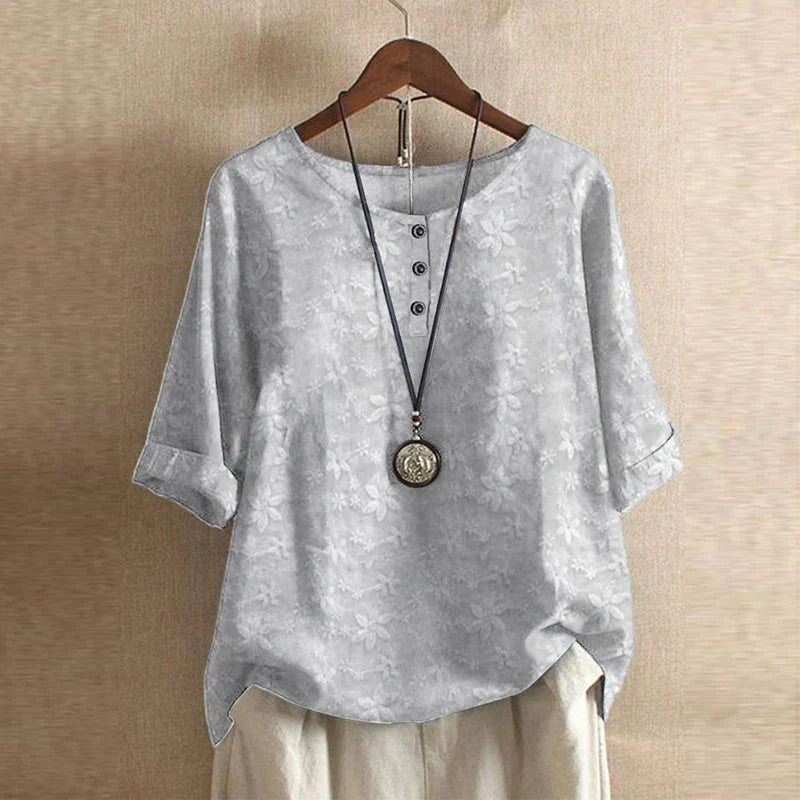 Vintage Floral Blouse with Relaxed Drape and Breathable Fabric Blend