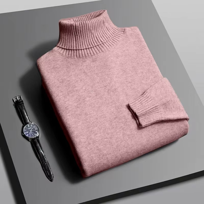 Men's Turtleneck Sweater with Anti-Pill Knit and Slim Fit, Breathable Acrylic