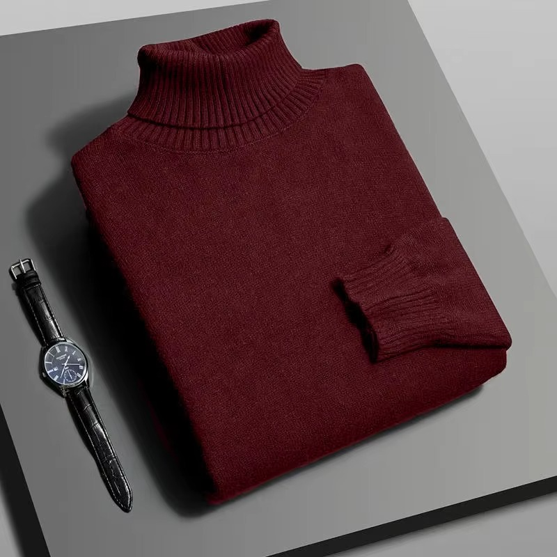 Men's Turtleneck Sweater with Anti-Pill Knit and Slim Fit, Breathable Acrylic