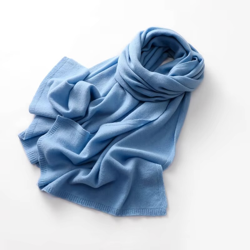 Cashmere Scarf with Breathable Knit and Packable Unisex Design, 63 x 12 Inches