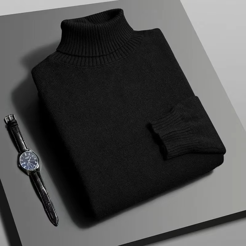 Men's Turtleneck Sweater with Anti-Pill Knit and Slim Fit, Breathable Acrylic