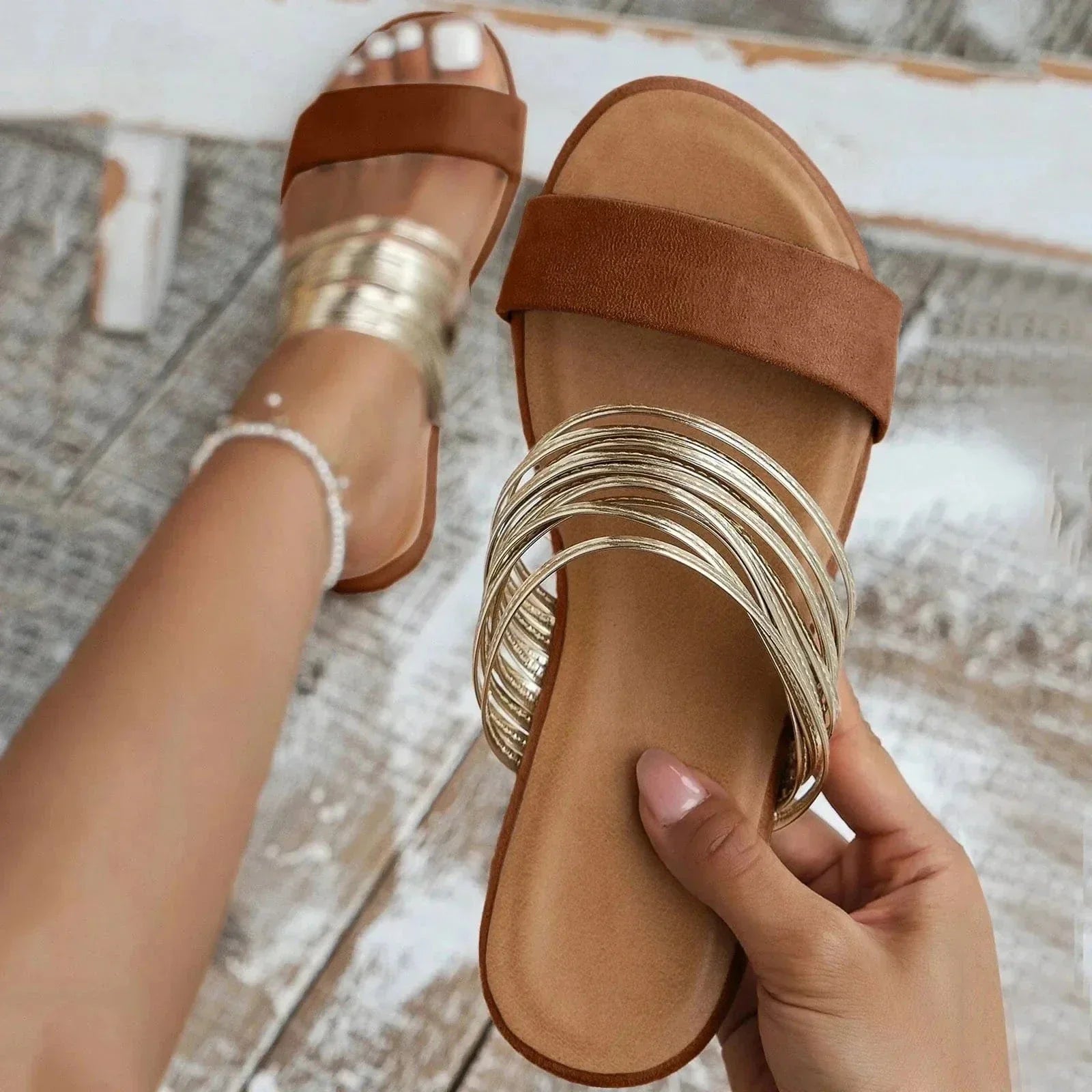Orthopedic Sandals with Suede Finish and Arch Support, Lightweight Slip-On