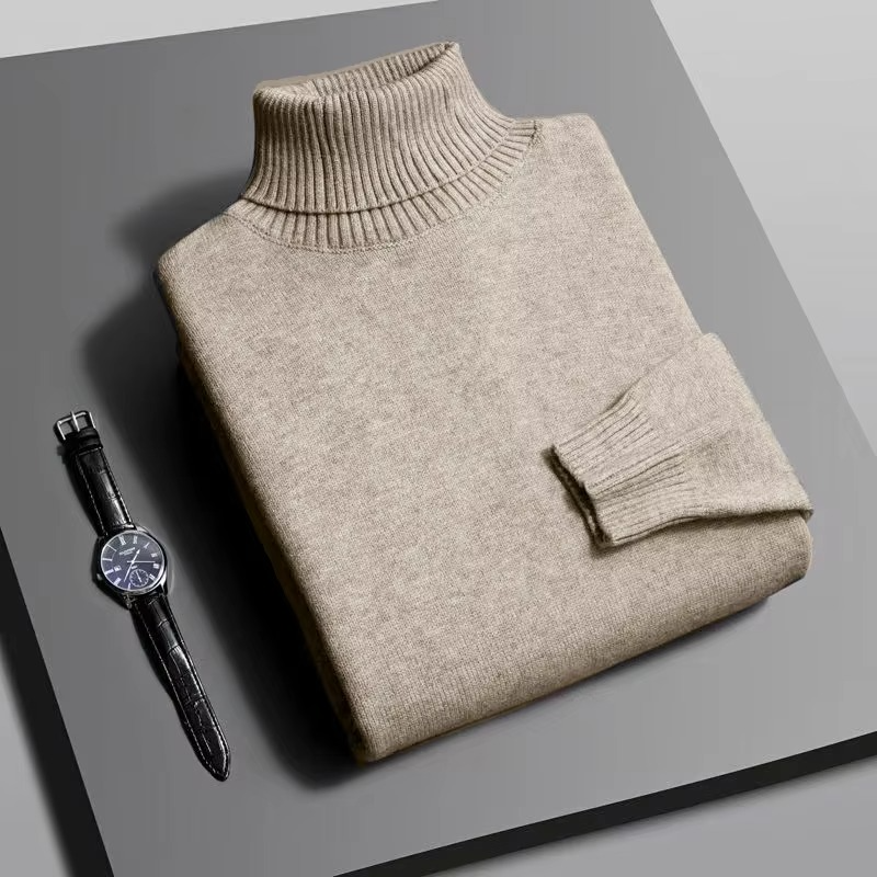 Men's Turtleneck Sweater with Anti-Pill Knit and Slim Fit, Breathable Acrylic