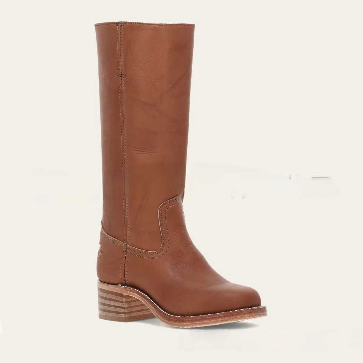 Wide Calf Knee-High Boots with Square 2.4in Heel and Cushioned Insole, Pull-On