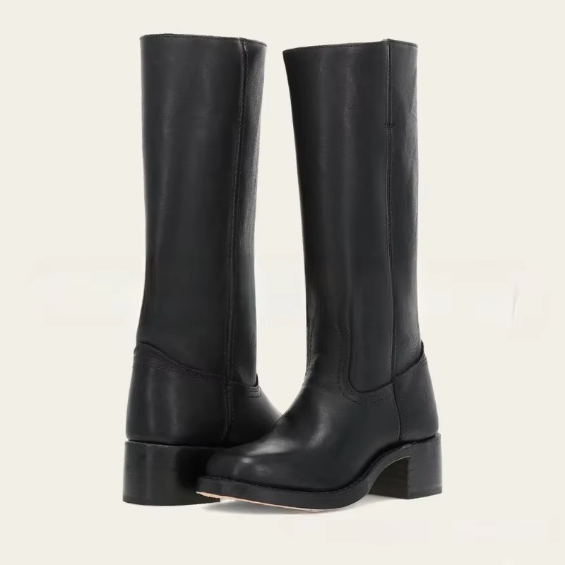 Wide Calf Knee-High Boots with Square 2.4in Heel and Cushioned Insole, Pull-On