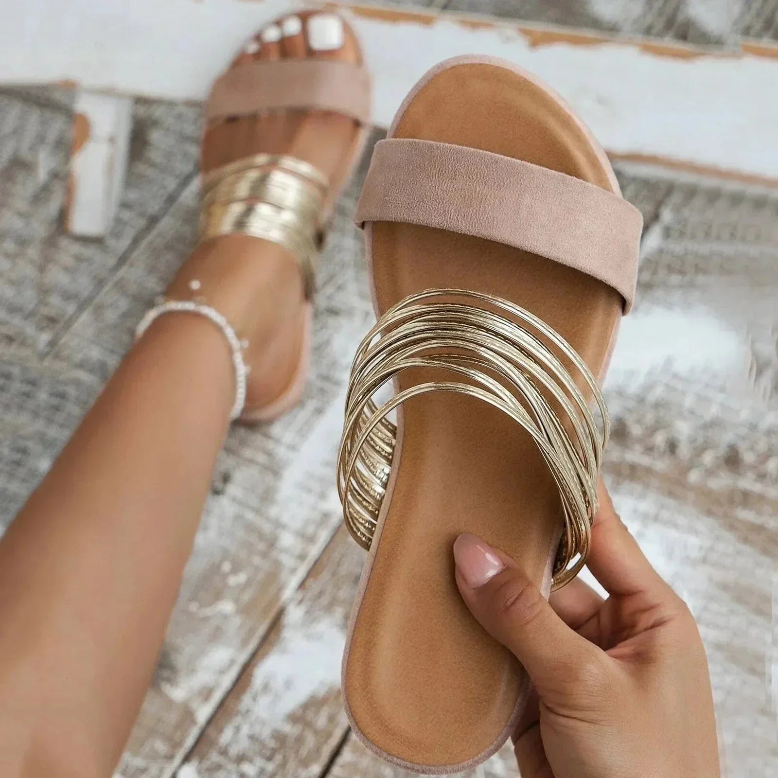 Orthopedic Sandals with Suede Finish and Arch Support, Lightweight Slip-On