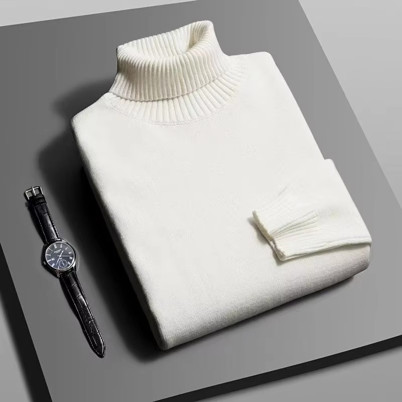 Men's Turtleneck Sweater with Anti-Pill Knit and Slim Fit, Breathable Acrylic