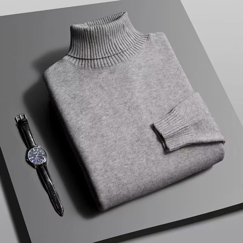 Men's Turtleneck Sweater with Anti-Pill Knit and Slim Fit, Breathable Acrylic