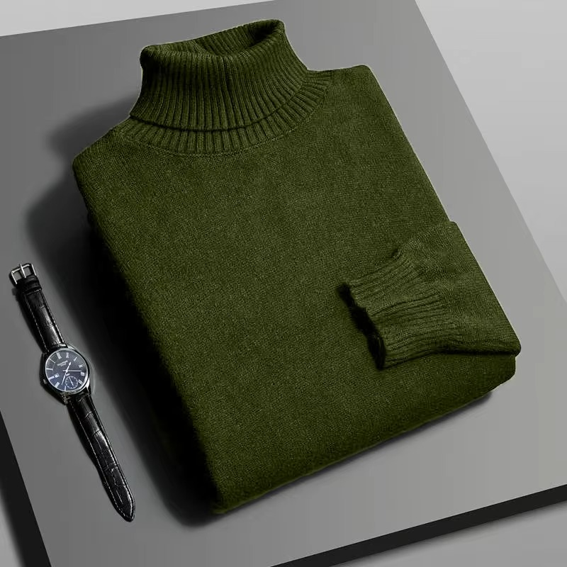 Men's Turtleneck Sweater with Anti-Pill Knit and Slim Fit, Breathable Acrylic