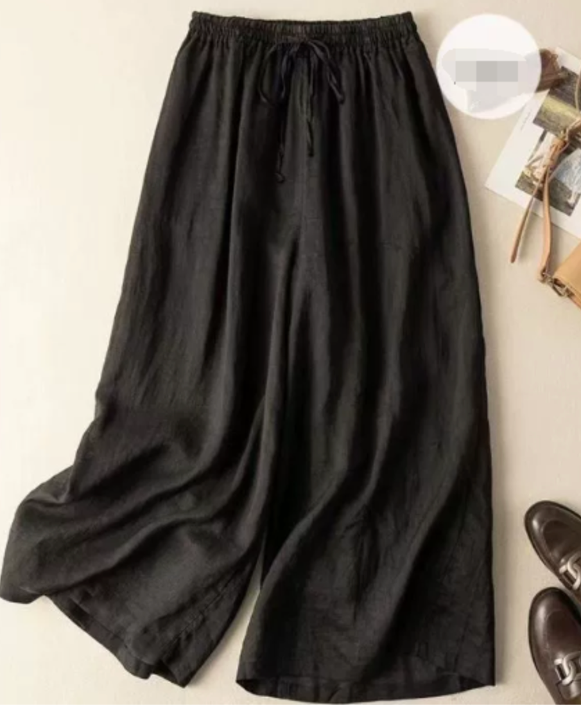 Women's Wide Leg Pants with Elastic Gathered Waistband and Textured Fabric, Breathable Summer Material