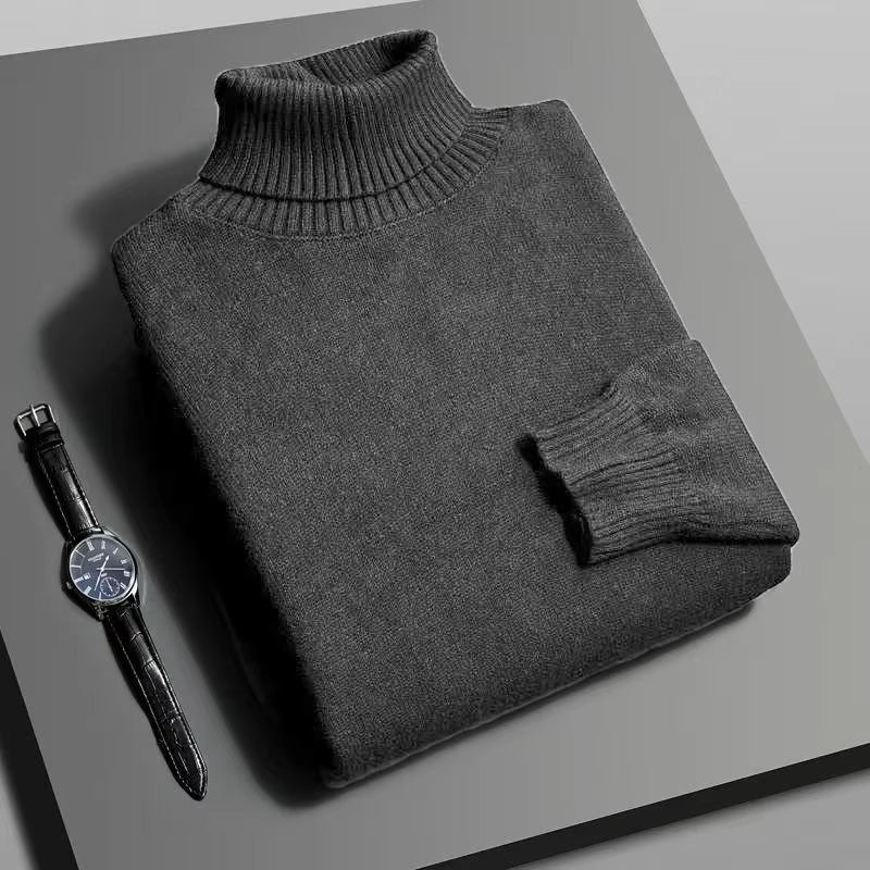 Men's Turtleneck Sweater with Anti-Pill Knit and Slim Fit, Breathable Acrylic