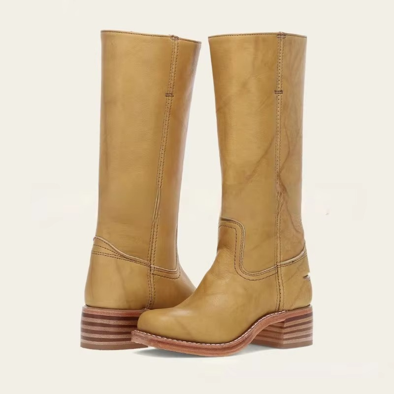 Wide Calf Knee-High Boots with Square 2.4in Heel and Cushioned Insole, Pull-On